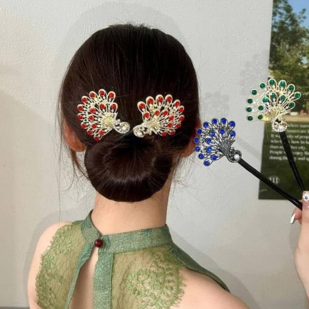 Rhinestone Swan Hair Bun Maker with Elegant Twist [RED]
