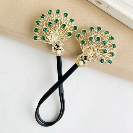Rhinestone Swan Hair Bun Maker with Elegant Twist [GREEN]