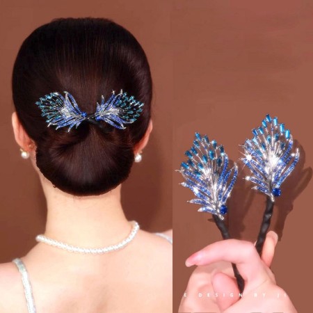 Hair Ornament Plate Alloy Hair BUN [BLUE]